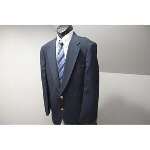 Wimbledon Gold Button Blazer Sports Jacket Dark Blue MADE IN USA Mens Sz 44 R